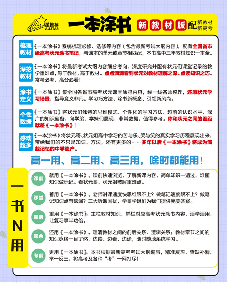 2021版一本涂书高中生物新高考新教材新高考版 高一高二高三高中辅导教辅书 高中生物学霸笔记状元手写笔记 高考一轮二轮复习资料