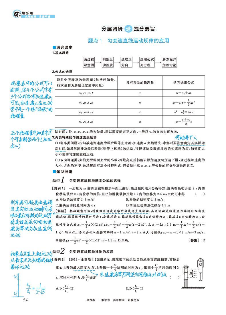 2021版一本涂书高中物理新高考新教材新高考版 高一高二高三高中辅导教辅书 高中物理学霸笔记状元手写笔记 高考一轮二轮复习资料