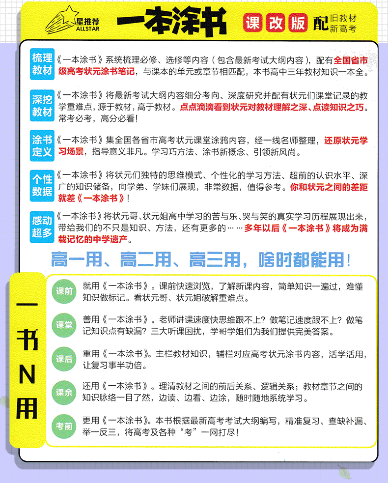 2021版一本涂书高中地理新高考旧教材课改版 高一高二高三高中辅导教辅书 高中地理学霸笔记状元手写笔记 高考一轮二轮复习资料