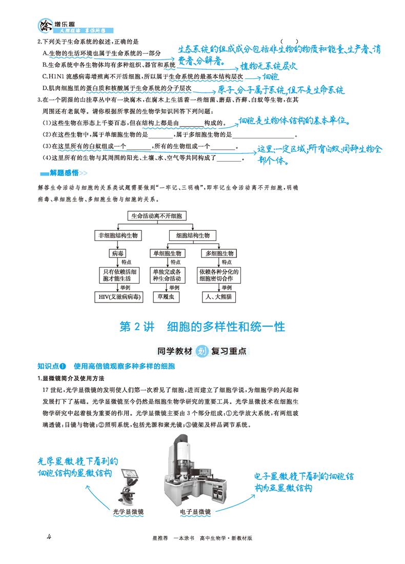 2021版一本涂书高中生物新高考新教材新高考版 高一高二高三高中辅导教辅书 高中生物学霸笔记状元手写笔记 高考一轮二轮复习资料