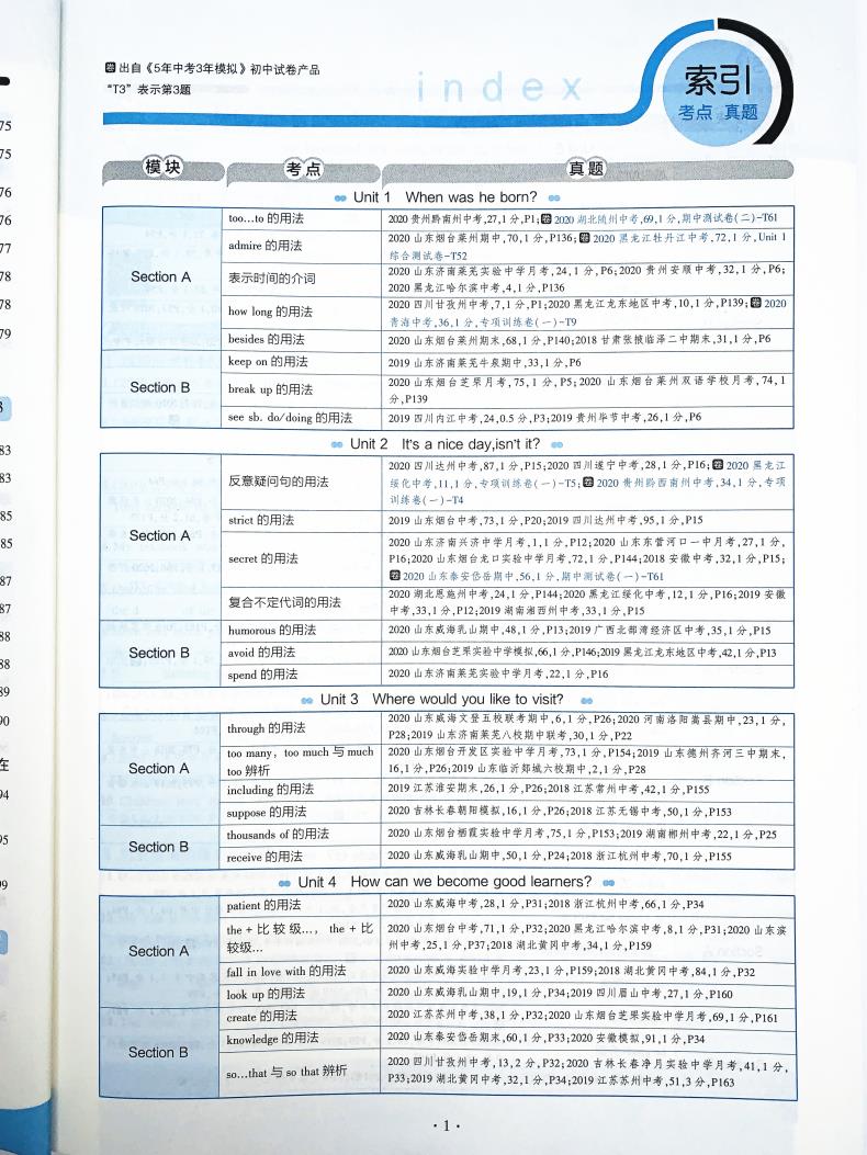 曲一线2021版5年中考3年模拟八年级英语下册 鲁教版LJ 初中同步练习册 五四制课本同步讲解练习初三英语书下册