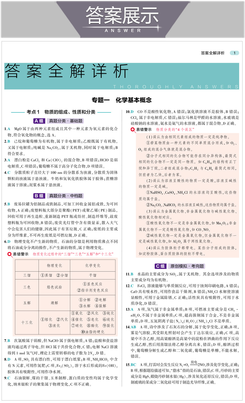 2021版5.3基础题1000题化学高二高三高考全国通用版高中化学综合练习基础练习能力提升精选真题习题专项五年高考三年模拟精讲精练