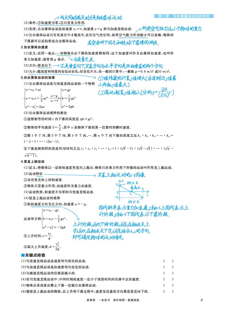 2021版一本涂书高中物理新高考新教材新高考版 高一高二高三高中辅导教辅书 高中物理学霸笔记状元手写笔记 高考一轮二轮复习资料