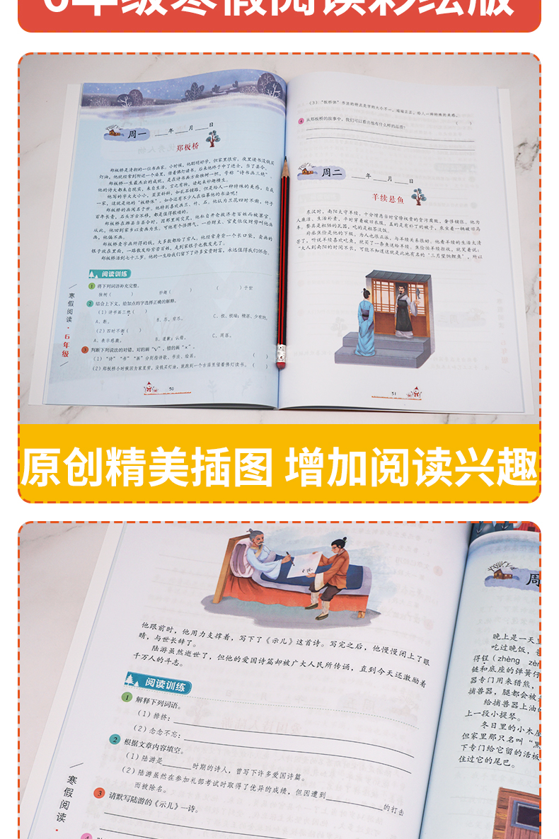 2021新版小学六年级寒假阅读课外阅读理解专项训练书人教版