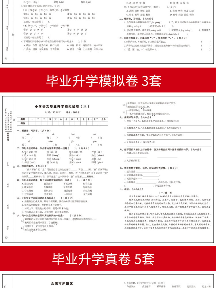 2021小升初试卷语文数学英语（全3册）