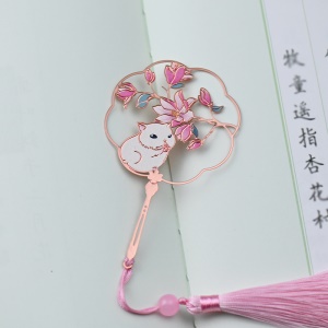 仓鼠玉兰信封装精致镂空创意黄铜金属树叶脉书签古典中国风学生用书签