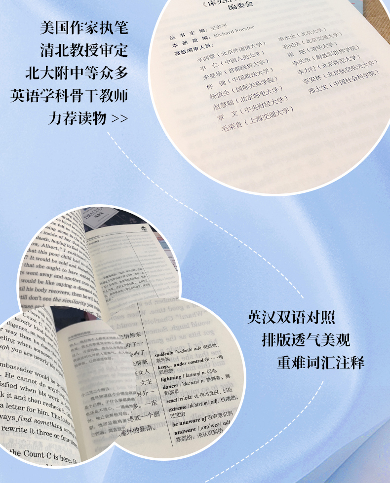床头灯读物3000词英汉系列 了不起的盖茨比+呼啸山庄+飘+傲慢与偏见 心灵鸡汤中英对照双语英语读物入门课外自学
