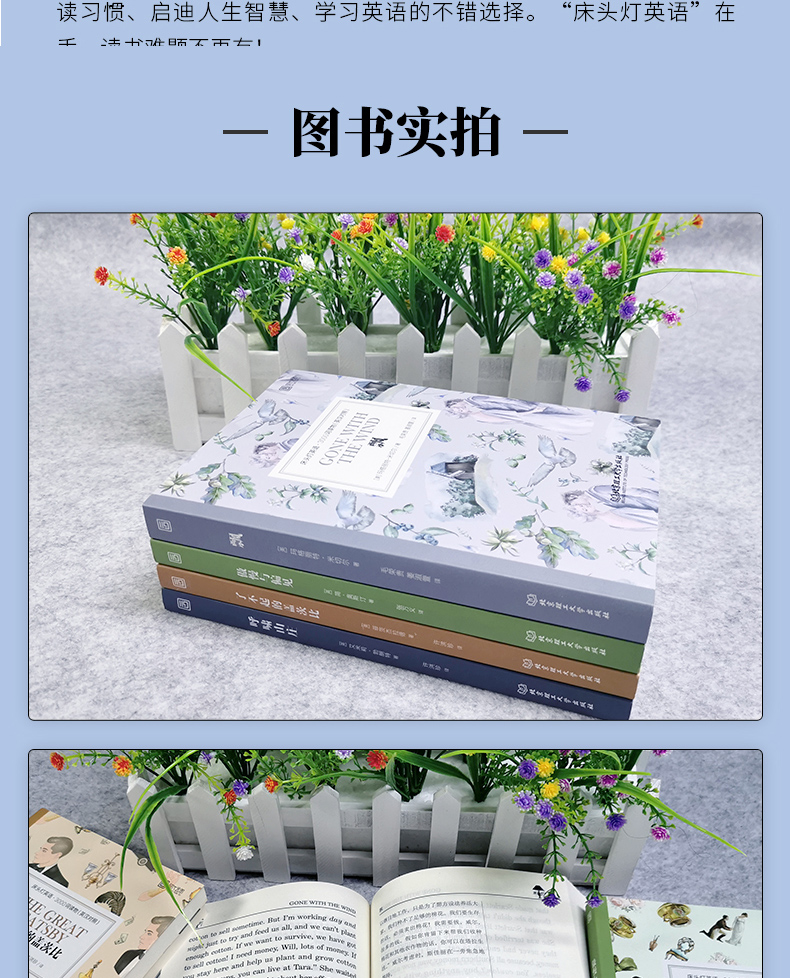 床头灯读物3000词英汉系列 了不起的盖茨比+呼啸山庄+飘+傲慢与偏见 心灵鸡汤中英对照双语英语读物入门课外自学