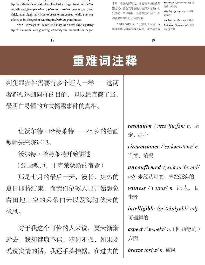 床头灯读物5000词英汉系列 白衣女人心灵鸡汤中英对照双语英语读物入门课外自学可搭巴黎圣母院 小妇人