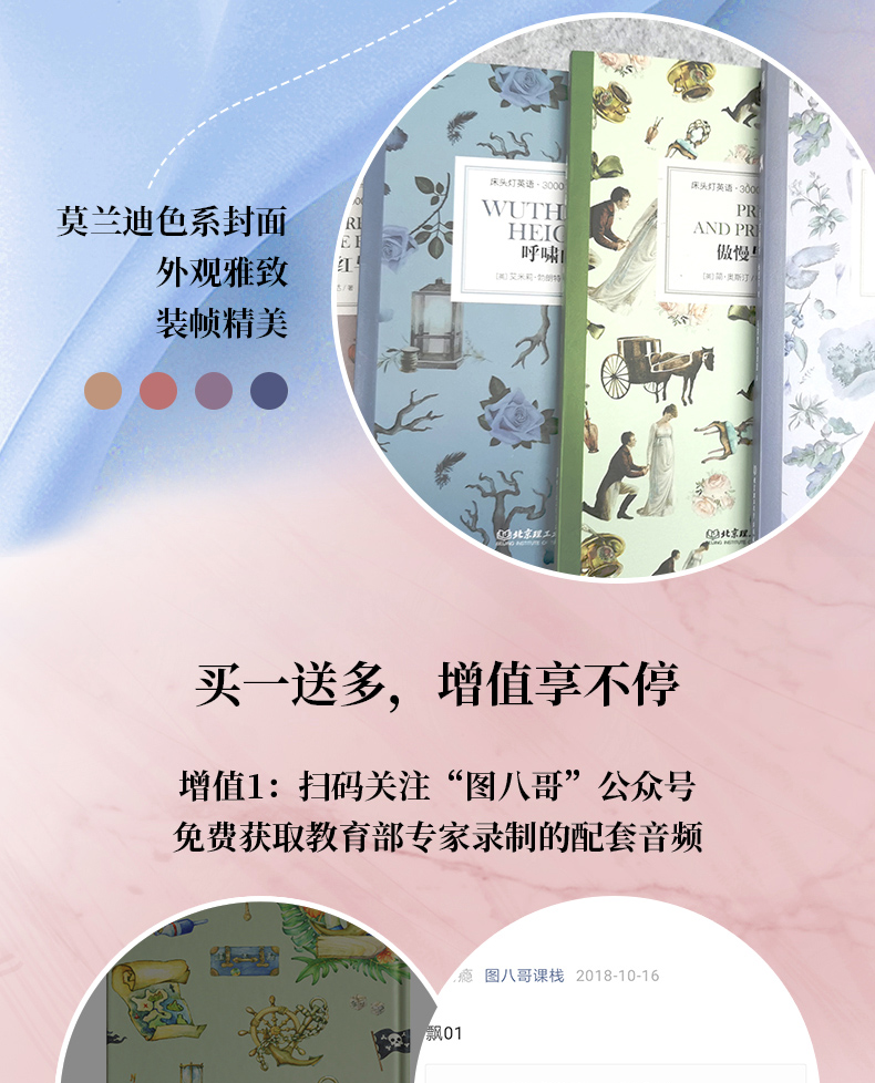 床头灯读物3000词英汉系列 了不起的盖茨比+呼啸山庄+飘+傲慢与偏见 心灵鸡汤中英对照双语英语读物入门课外自学