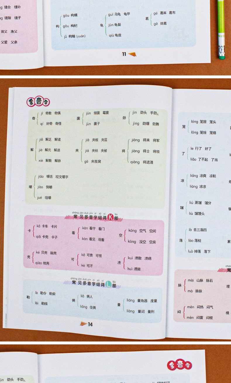 小学生1-6年级多音字大全多音字组词语知识点专项训练2020新版一二三四五六年级词语积累多音字训练大全人教版语文专项同步练习本