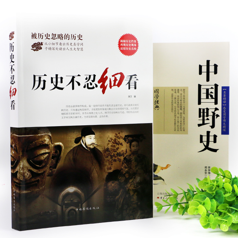 全2册中国野史+历史不忍细看 中国历史故事通史上下五千年古代史近代史皇帝后妃宫廷秘史中华野史二十四史 史记