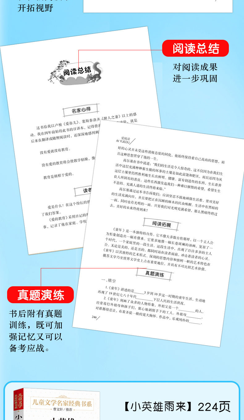 全3册小英雄雨来书 童年书 高尔基 爱的教育正版快乐读书吧六年级上册必读经典书目小学生四五六课外阅读书籍新课标北京教育社