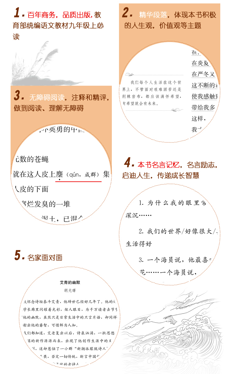 艾青诗选  书正版商务印书馆中学生课外阅读书籍艾青诗集初三语文九年级必读课外书诗歌书籍