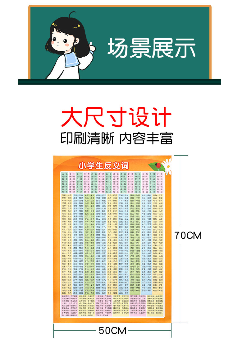 全14张小学教辅挂图3-6-12岁声母拼音字母故事成语乘法口诀表