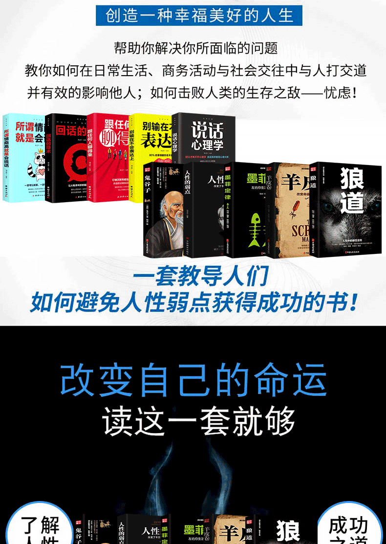 受益一生的10本书鬼谷子墨菲定律狼道全集人性的弱点优点全套羊皮卷原著正版