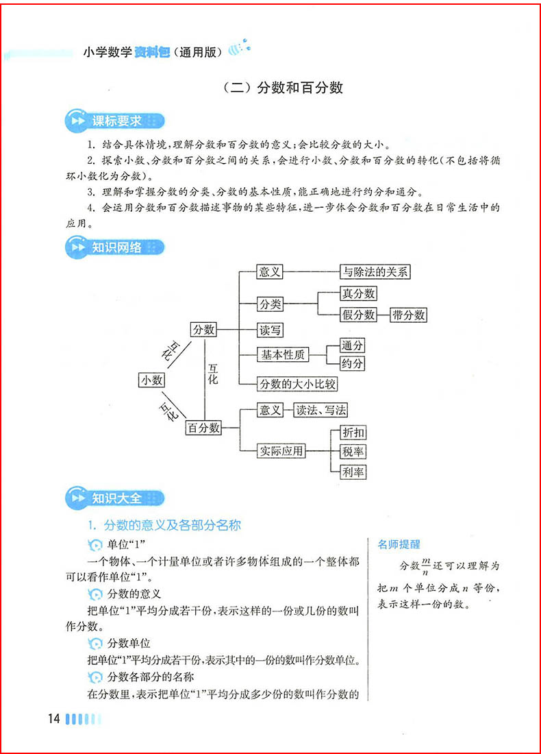 通城学典小学数学资料包全国通用版一二三四五六年级小考必备知识大全