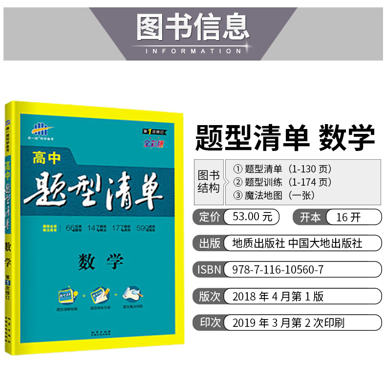 官方正版授权 题型清单 数学 通用版 含题型清单和题型训练2本