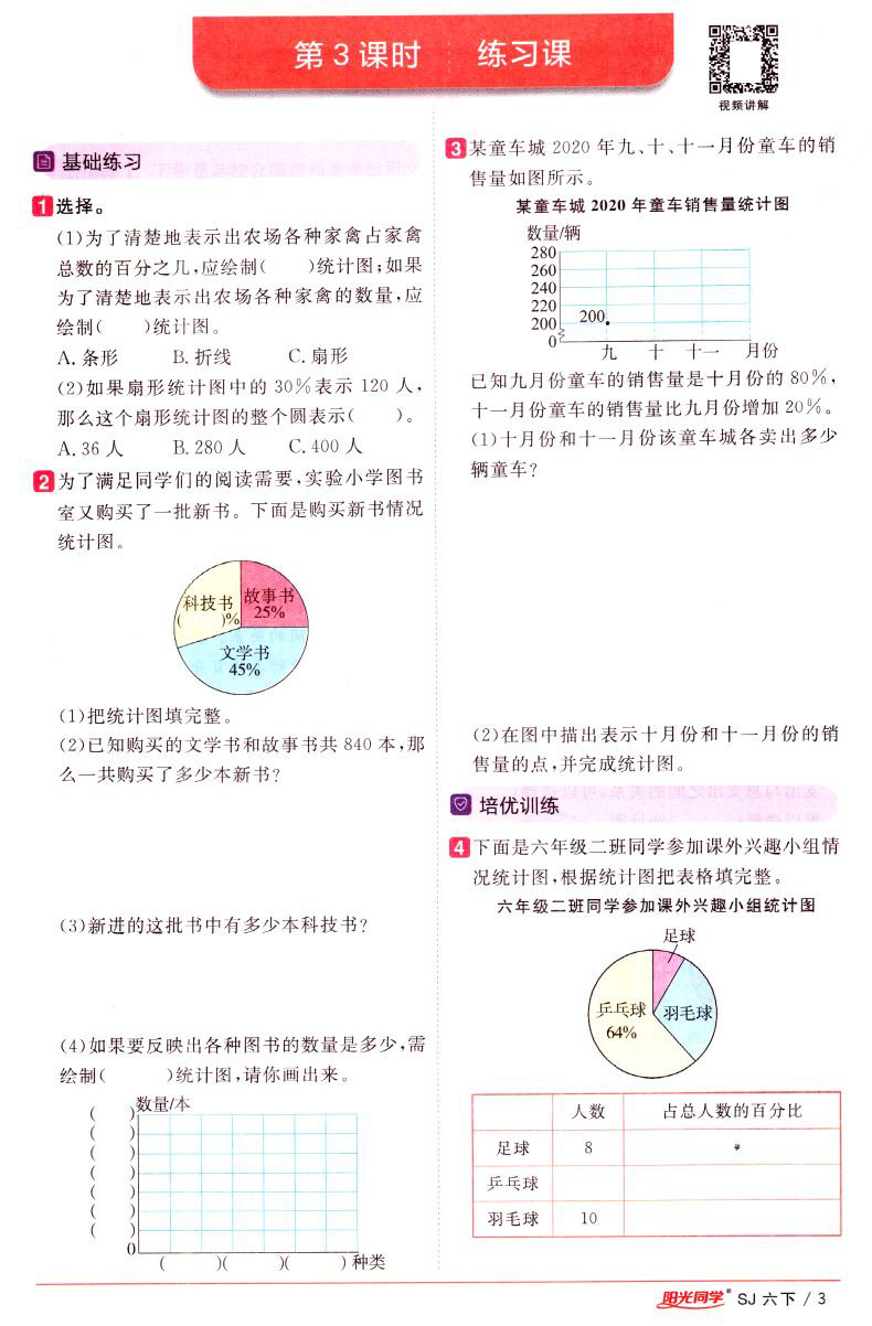 2021版 正版现货阳光同学课时优化作业小学数学 六年级6年级下册 内含检测卷与视频精讲答案江西教育出版社小学课时类辅导用书赠一