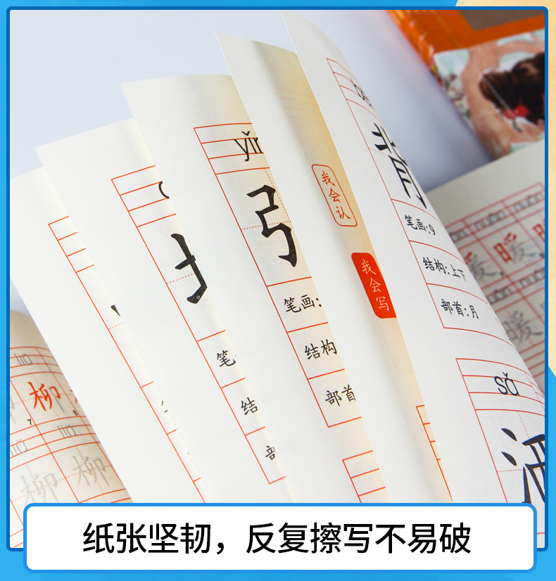 二年级语文上下册字贴笔顺笔画汉字拼音描红字贴偏旁部首跟着课文写汉字人教版同步课本（套装2册）