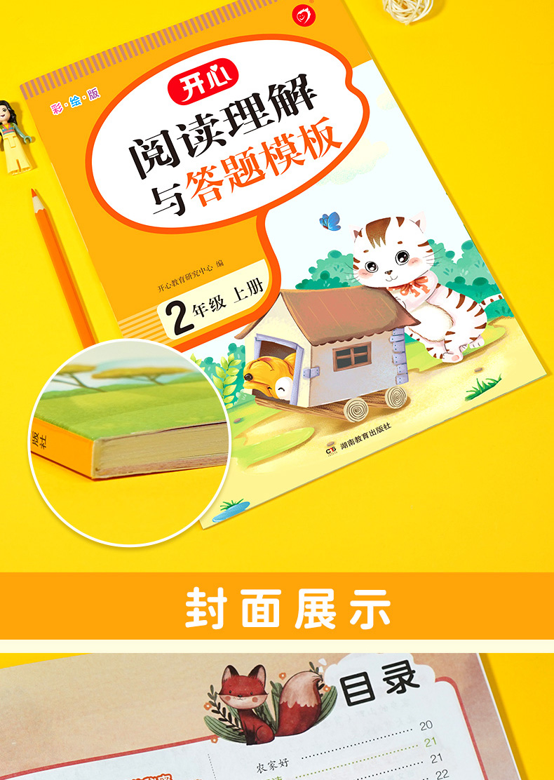 小学语文阅读理解与答题模板二年级上册 彩图大开 同步考点 高分训练 答案详解 音频朗读 开心教育