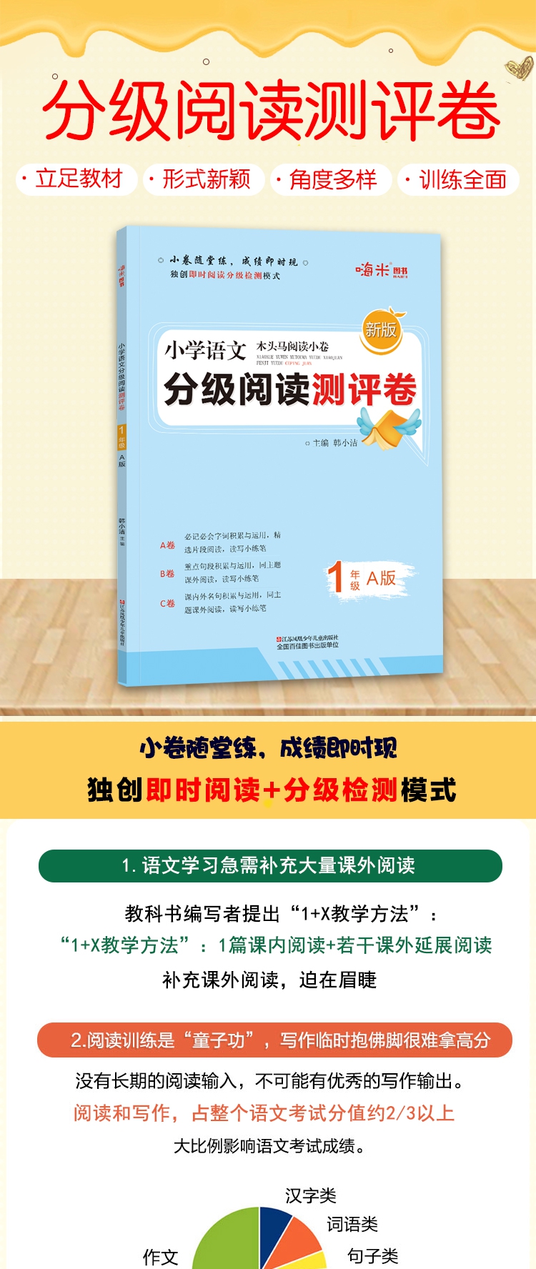 《新版 小学语文分级阅读测评卷一年级上册A版 木头马阅读小卷独创即时阅读分级检测》（韩小洁）