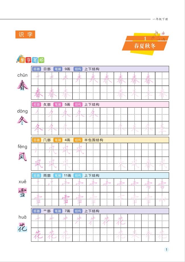 《小学生规范笔顺描红字帖·部编版·一年级下册》（吴玉生 冯鹏）
