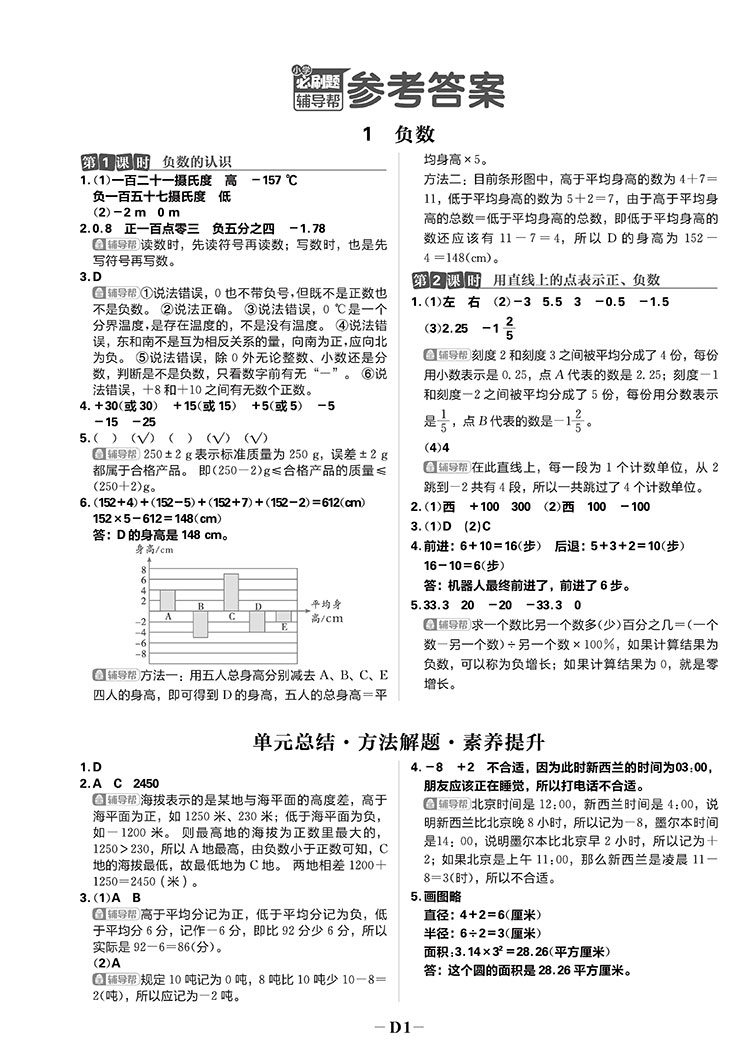 22春数学六年级下（人教版）小学必刷题