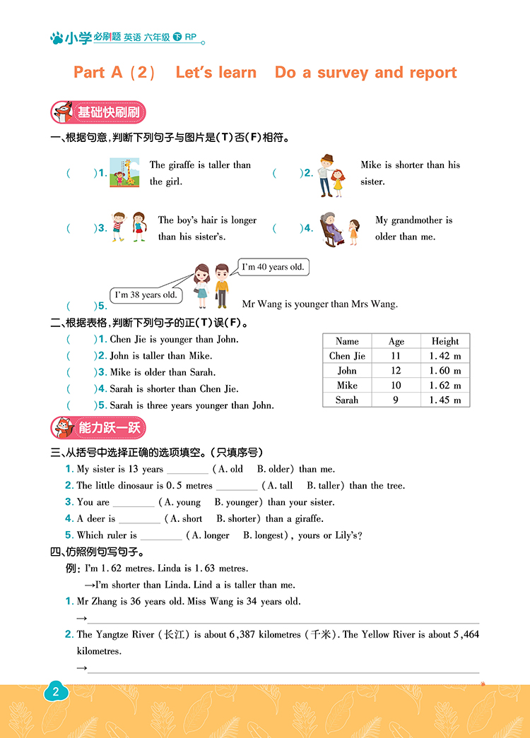 22春英语六年级下（人教PEP版）小学必刷题