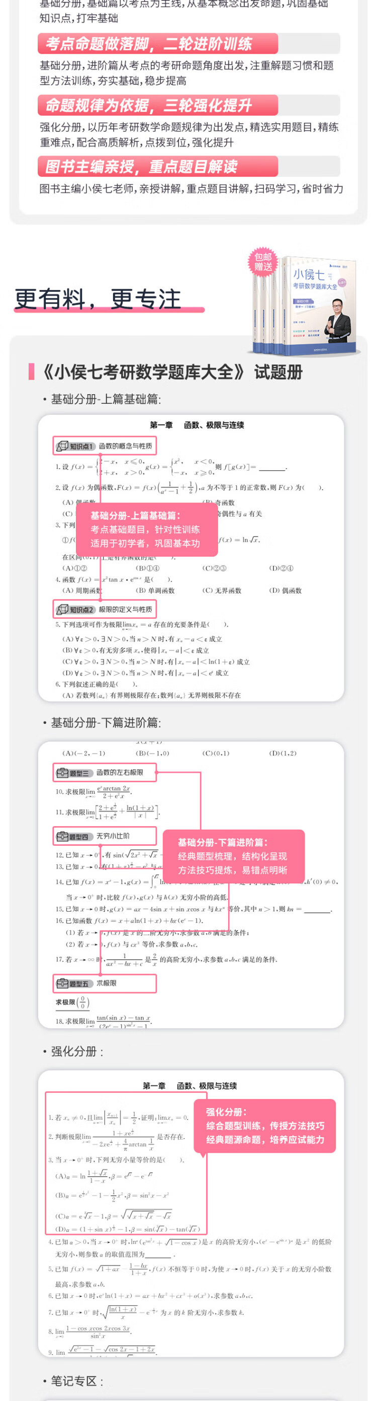 《2023考研数学小侯七题库大全书课包（基础+强化）数学一 启航教育》