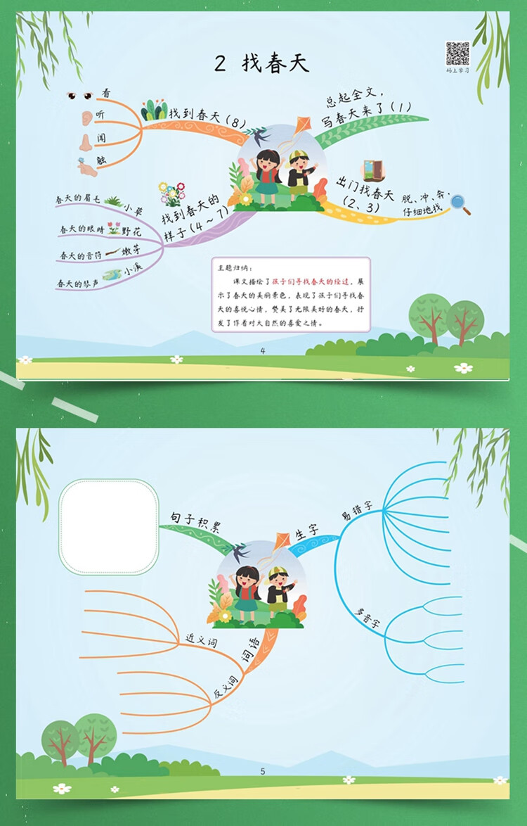 《小学二年级下册语文思维导图专项训练同步人教部编版教材一课一练思维逻辑强化训练》