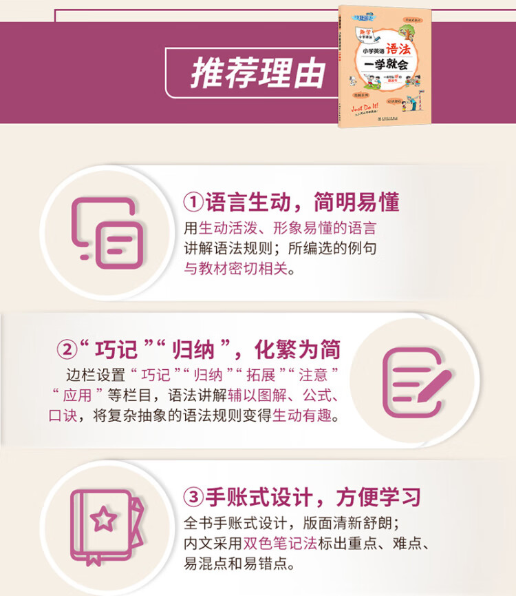 《快捷英语 小学英语语法一学就会+小学英语词汇一学就会2册套装 送练习册 送思维导图 送精美英语作业纸》