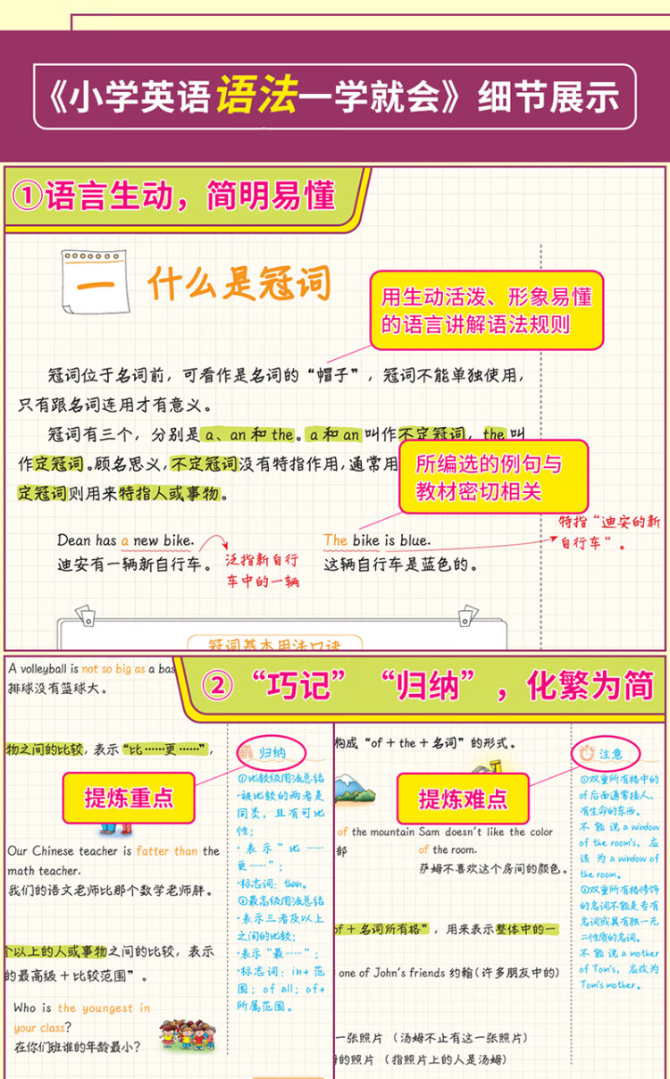 《快捷英语 小学英语语法一学就会+小学英语词汇一学就会2册套装 送练习册 送思维导图 送精美英语作业纸》