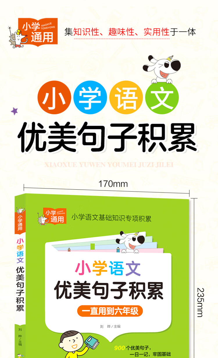 《小学语文优美句子积累 900个优美句子 一日一记 小学1-6年级通用 小学通用知识专项强化训练》
