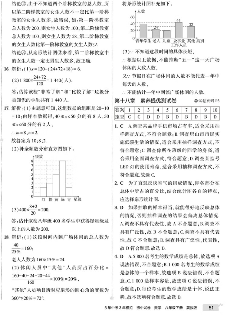 《曲一线 53初中同步试卷数学 八年级下册 冀教版 5年中考3年模拟2023版五三》