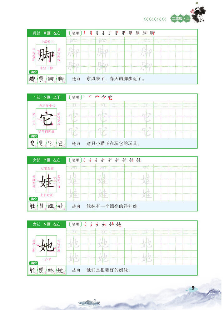 《小学三年级上下册练字帖 同步人教部编版课本 生字组词造句 看拼音写词语 语文写字课课练本（全2册）》