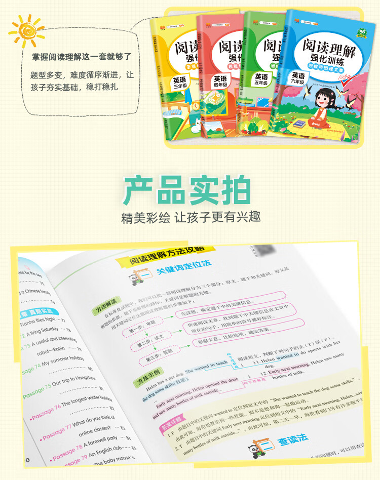 《小学英语阅读理解六年级 上册下册通用 思维导图练文章 阅读理解方法技巧专项训练》