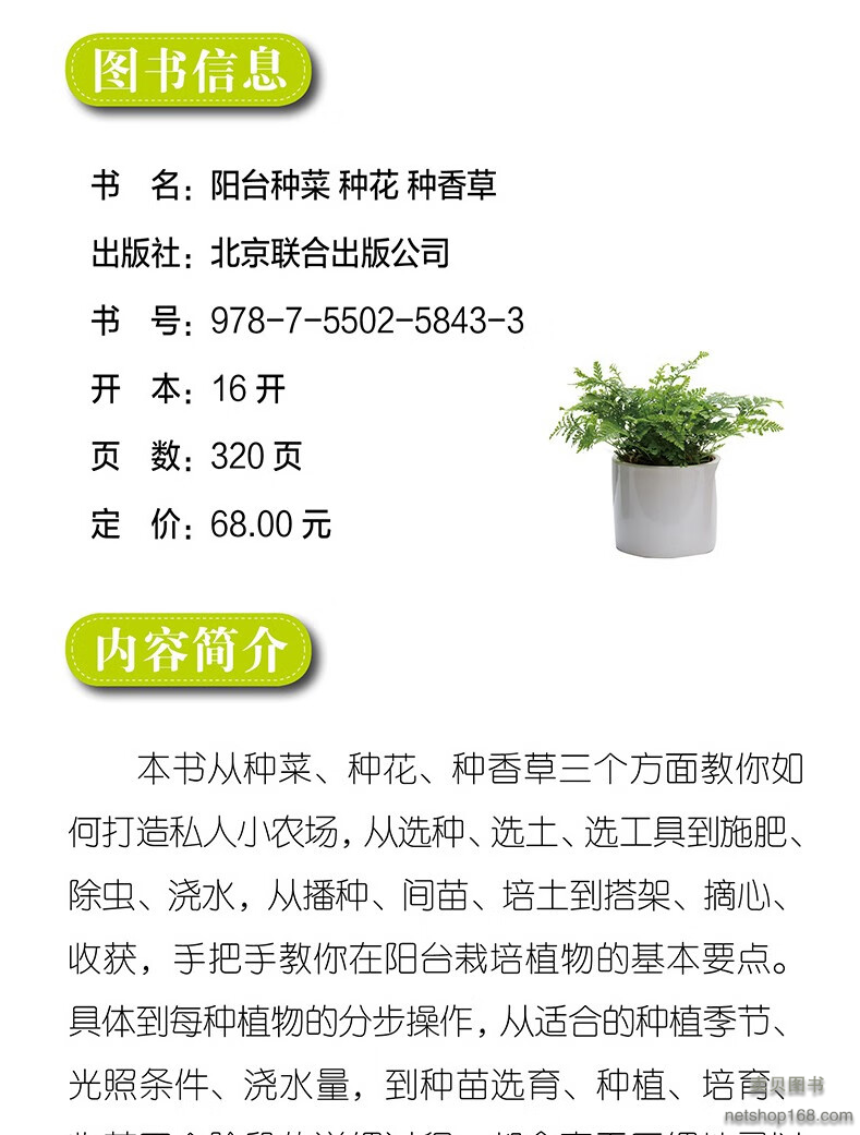 《正版 阳台种菜种花种香草 家常蔬菜阳台栽种，育花育草陶冶情操 配以精美手绘插图和实物照片，让读者清晰明了的掌握相关知识》