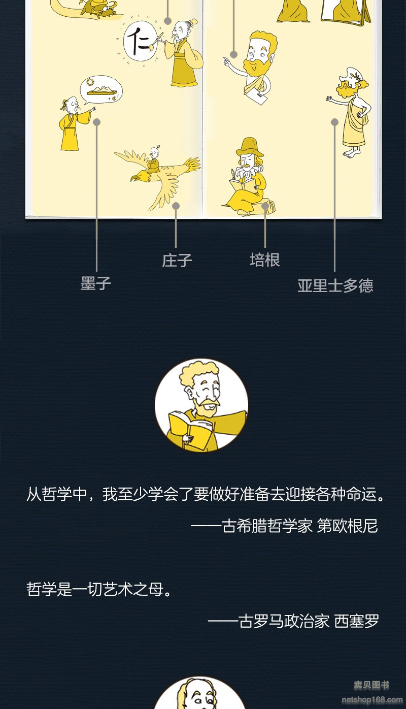 《哲学原来这么有趣 幽默漫画图解 快速读懂中西方哲学成为会思考有智慧的人 颠覆传统教学的哲学课 三分钟认识以为哲学家》