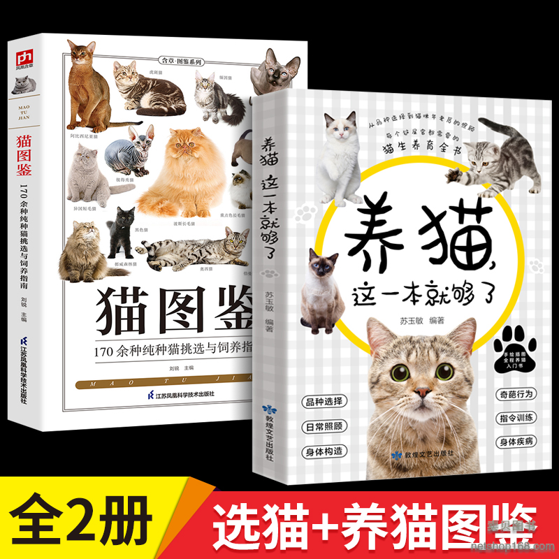《全2册养猫这一本就够了+猫图鉴猫咪图鉴百科书养猫基础工具书179种纯种猫的特征习性宠物猫图鉴动物科普 养猫实用指南猫常见病预防》
